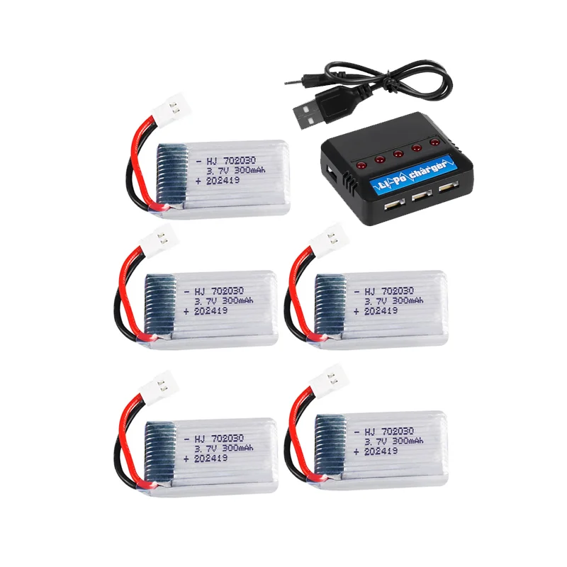 5 szt. Akumulatorów 3.7V 300mah 702030 bateria do drona Li-po do Syma X11 E55 Fq777 Fq17w F180 U816 RC Drone UAV