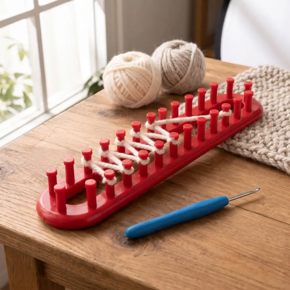 Knitting Loom Kit Adjustable Peg Loom Long Knitting Loom Hook Set for Beginners Plastic Rectangular Yarn Weaving Diy Hat Scarf