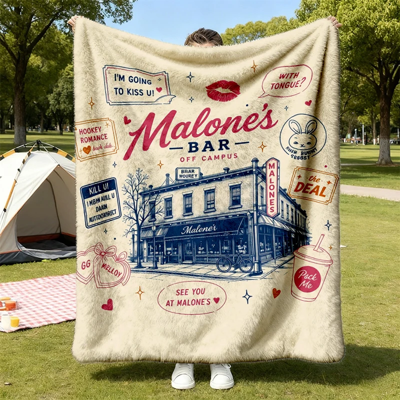  Malone's Bar T, Flannel Blanket, Best Burgers Hastings MA, College Hockey Romance Flannel Throw