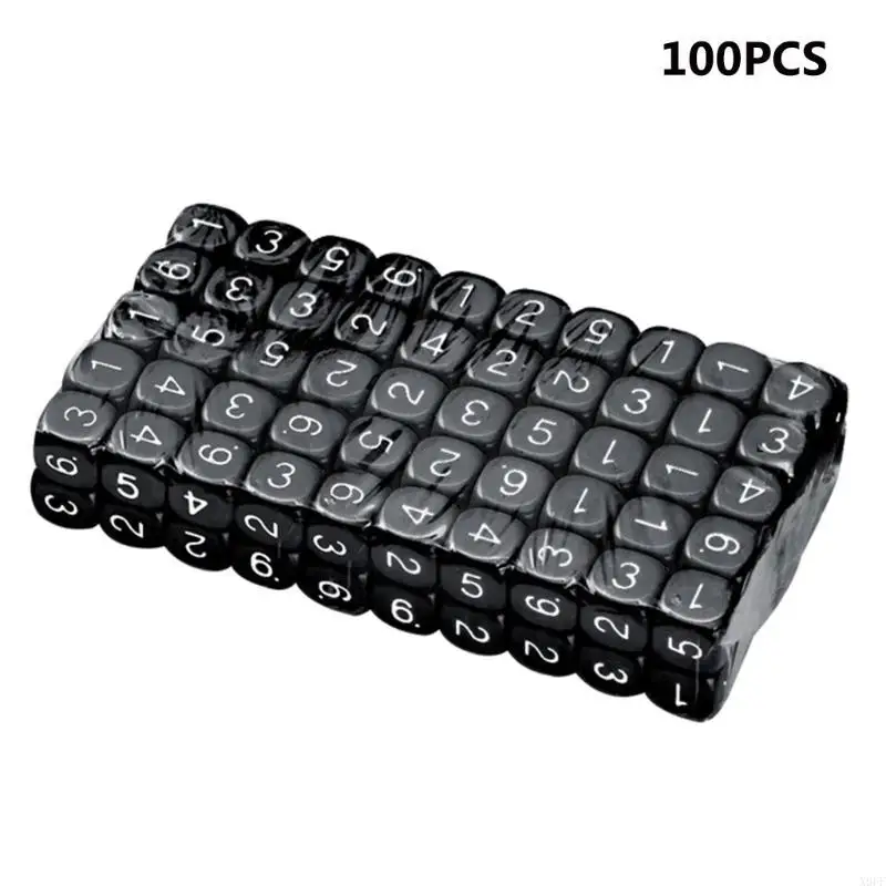 

X9ff 100pcs/set 6 -ledled Dices Акриловые кости цифровые номера кубики круглый угол для детей