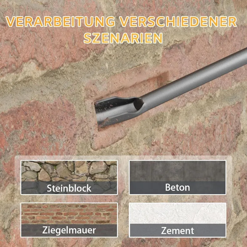 SDS Plus Schaft-U-Form-Meißel, superhart gehärteter Stahl-Nutmeißel für Ziegel, Beton, Mauerwerk – passend für Bohrhammer – Detail 7