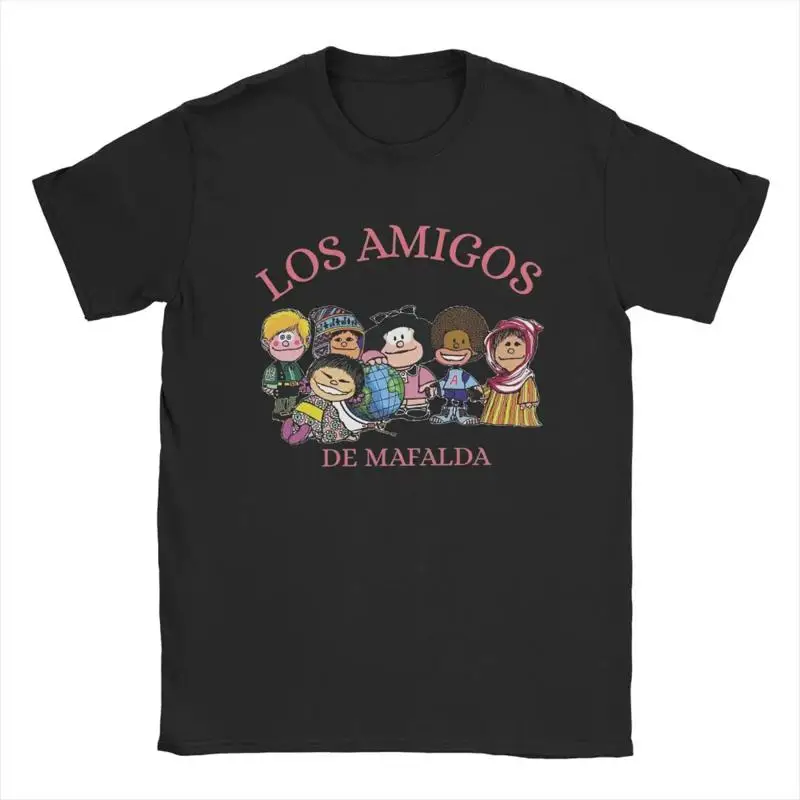 Men Los Amigos De Mafalda T Shirt Pure Cotton Clothing Funny