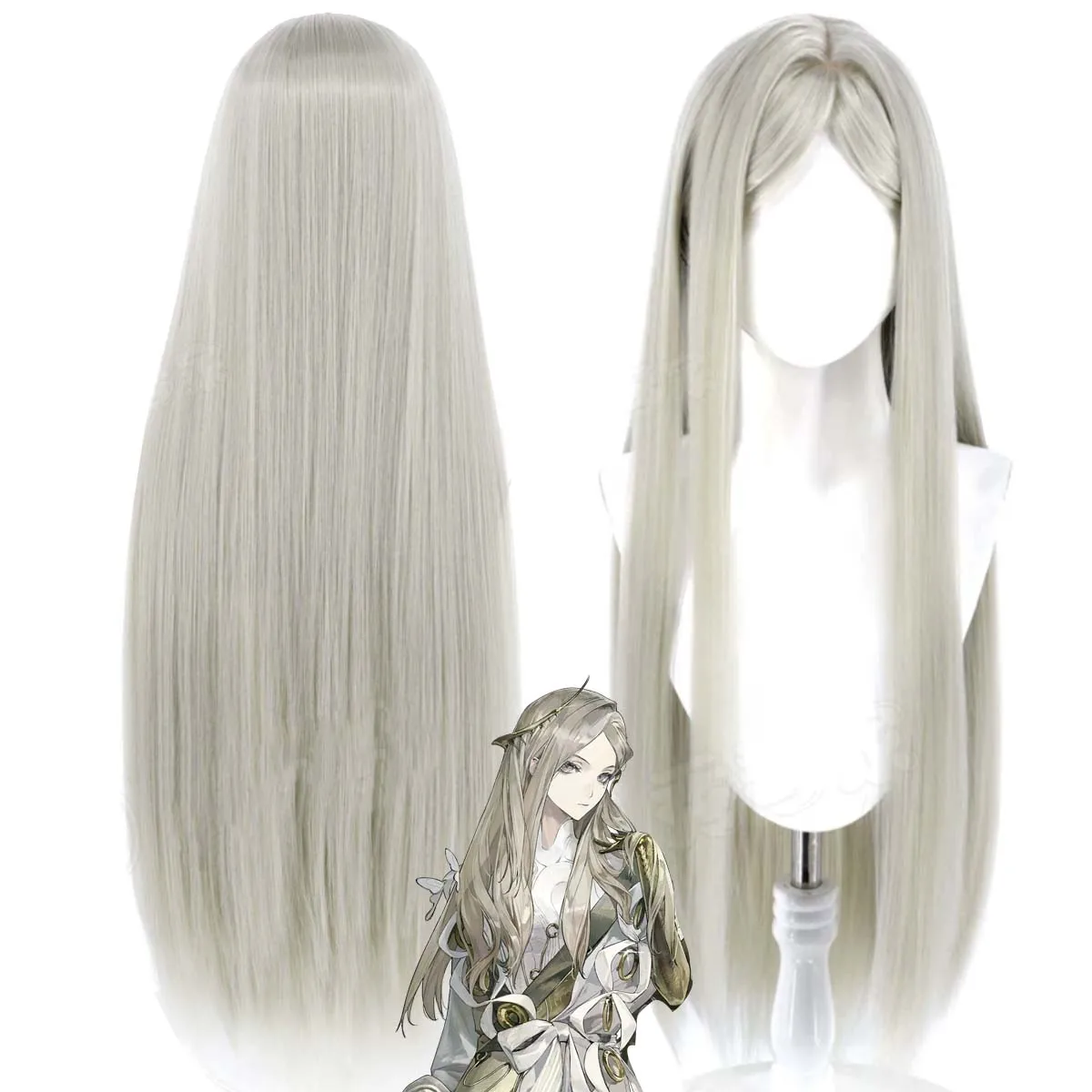Women Game Reverse:1999 Lorentz Butterfly Cosplay Wig 80cm Long Straight Heat Resistant Synthetic Hair For Costume Props