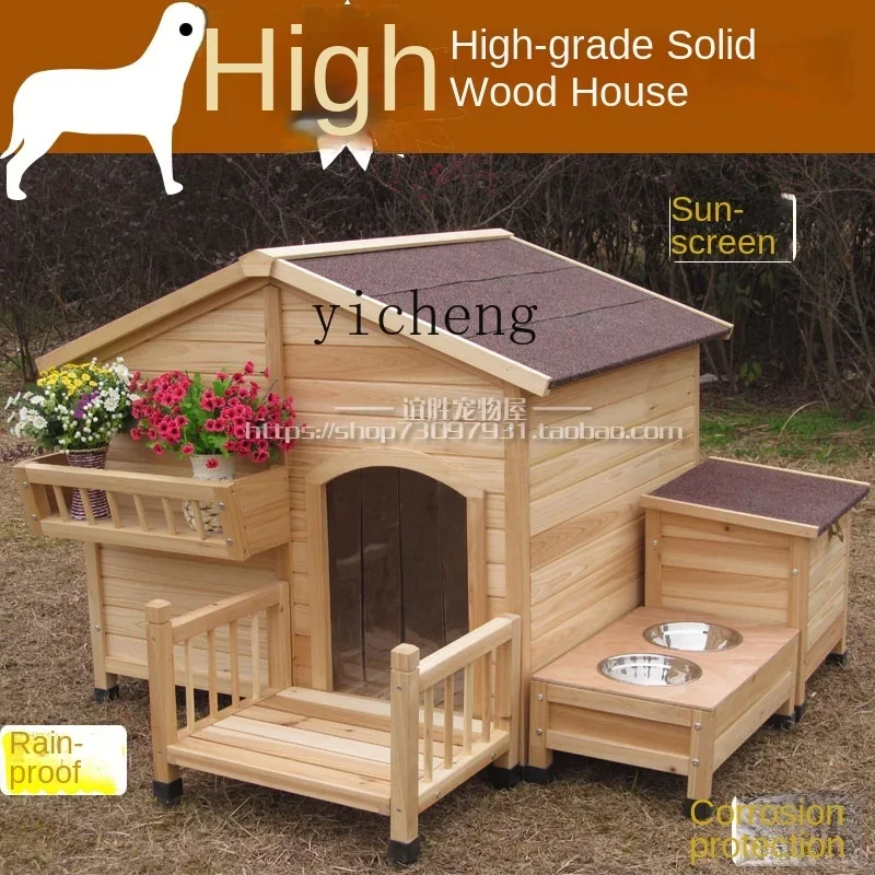 TQH Dog House Large Golden Retriever Kennel Outdoor Pet Cage Large Dog Cage Wooden Outdoor Preservative Dog House Supplies