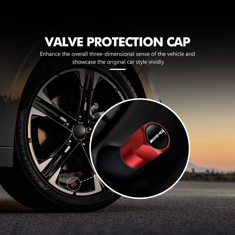 لبنز AMG لمرسيدس بنز الألومنيوم سيارة عجلة الاطارات صمام قبعات يغطي الغبار مقاوم للماء AMG A B C E S G الفئة W201 W210 W108 #5