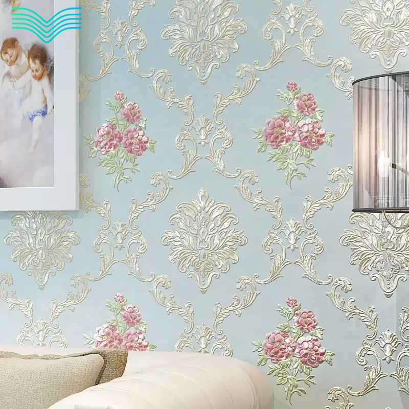 3D Embossed Floral Self Adhesive Wallpaper Warm Bedroom Living Room TV Background European Style Wall Renovation Sticker