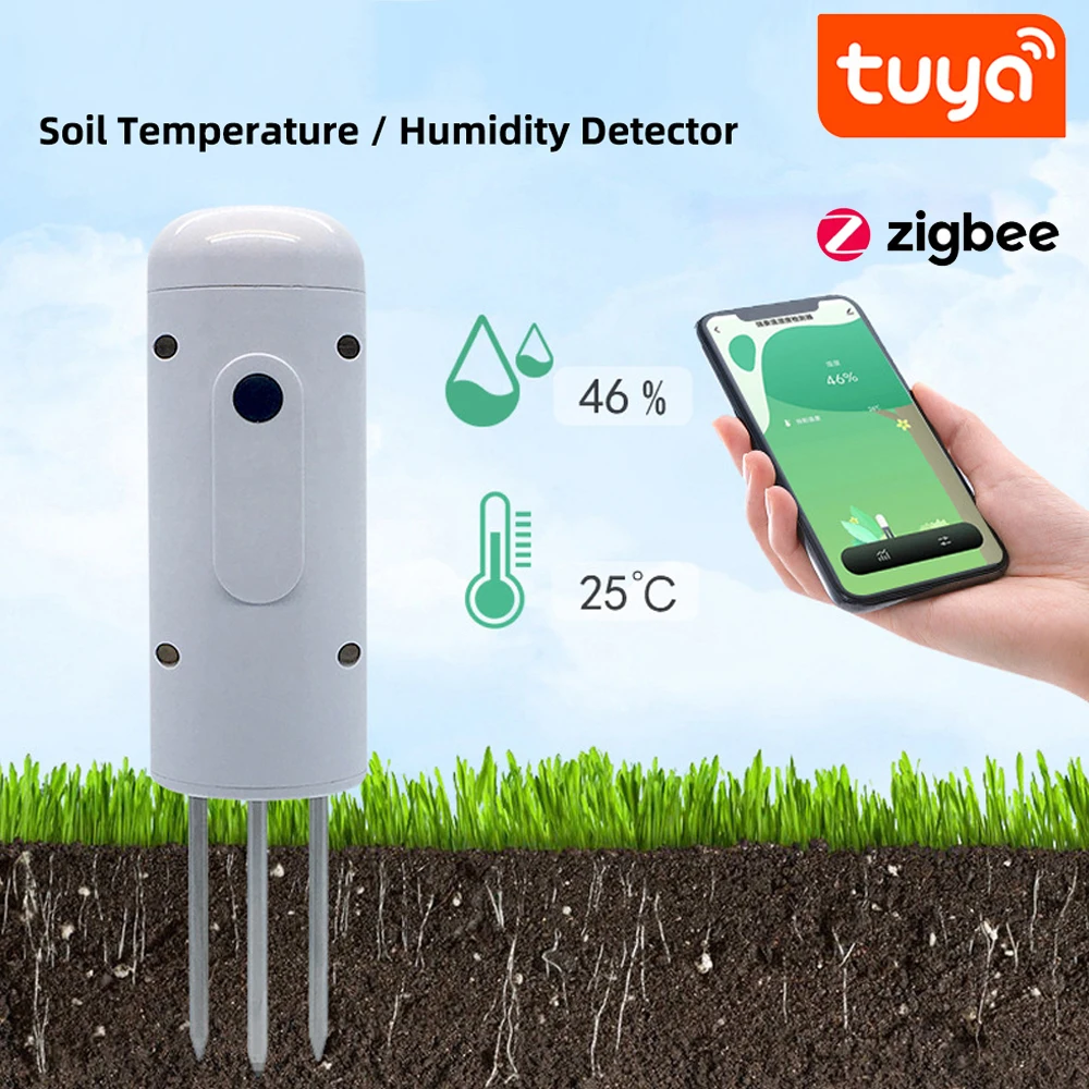 Tuya Zigbee Wireless Soil Tester Soil Moisture Meter Temperature Humidity Meter Waterproof Soil Monitoring Sensor for Planting