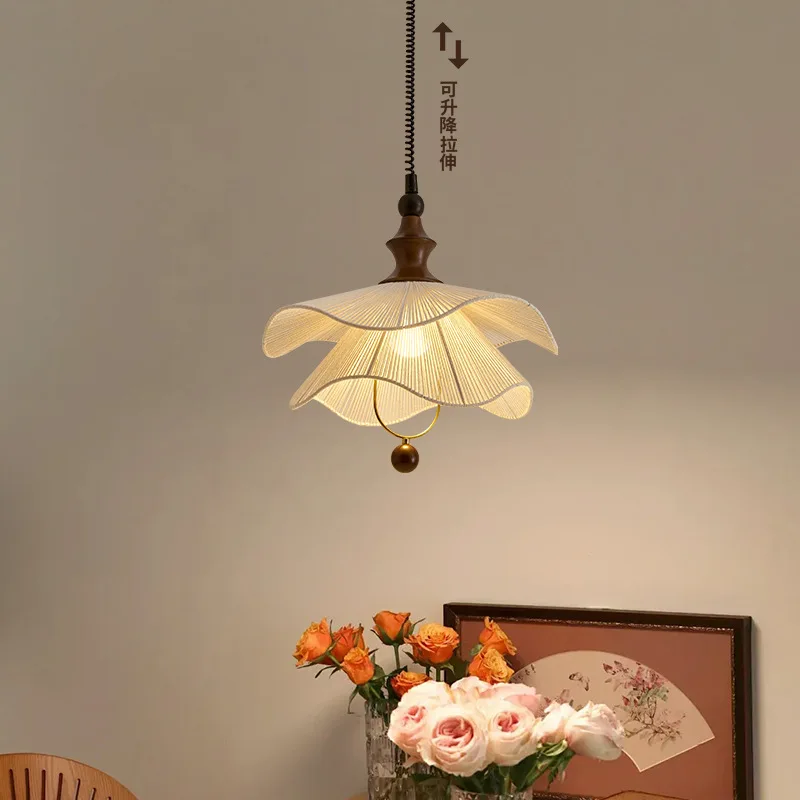 

Французский Ретро Деревянный Светодиодный Подвесной Светильник Ручной Вязание Многослойная Ткань Светильник Кабинет Спальня Прикроватная Кафе Потолочная Люстра