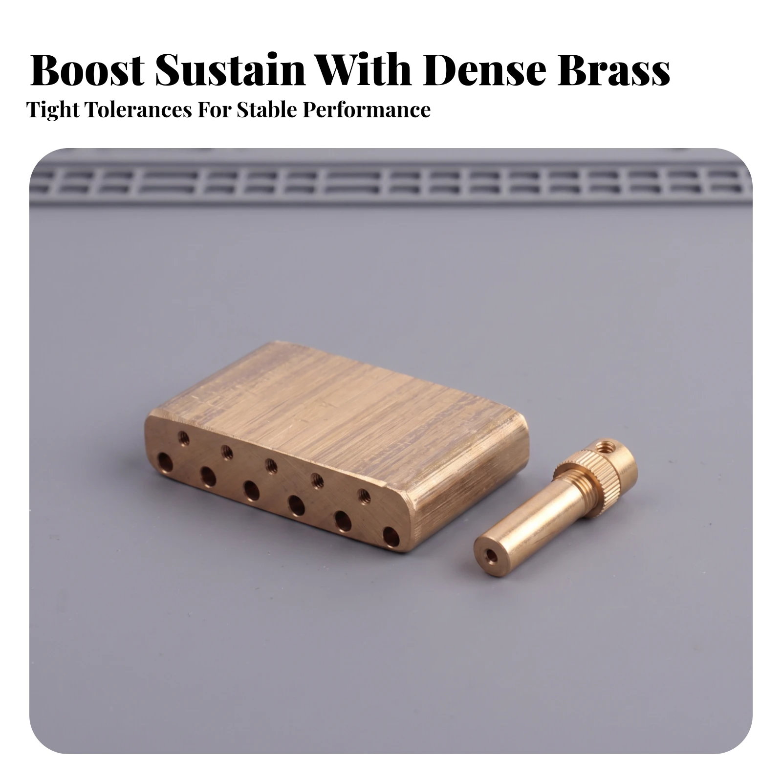 Brass Tremolo Block with Arm Easy to Install Guitar Tremolo Bridge Block Instrument Parts Threaded Hardware Durable