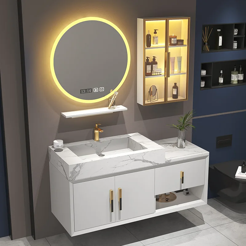 

Зеркальный шкафчик в деревянном стиле для отелей и дома, роскошная современная тумба для ванной комнаты с зеркалом и шкафчиком, винтажный дизайн для отелей.