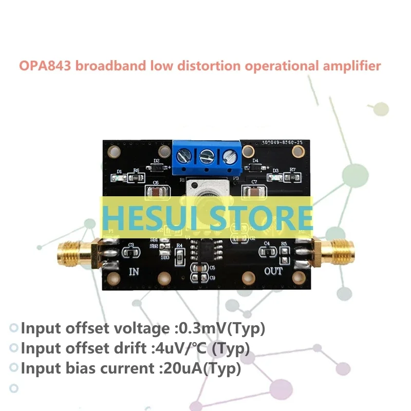 OPA843 broadband low-distortion voltage feedback amplifier module 800MHz open-loop gain 110dB