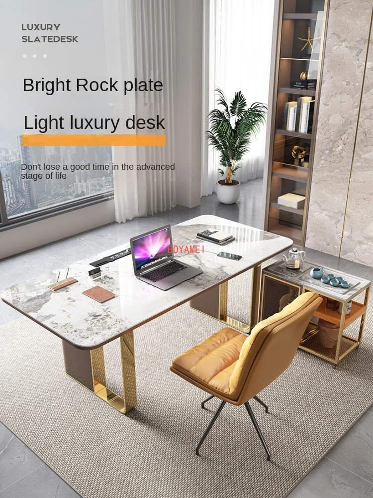 Italian light luxury rock board desk modern simple small family office desk home computer desk study furniture desk