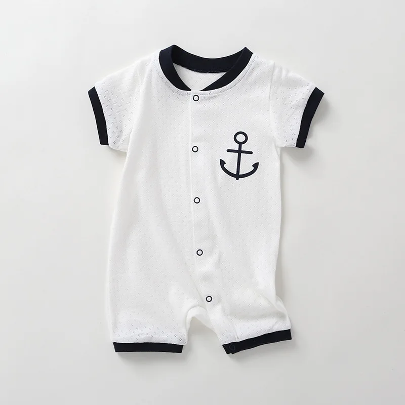 Newborn Baby Clothes Summer Baby Boys Romper Short Sleeve Home Wear Clothing Cotton O-neck Stripe Pajamas Infant Costume