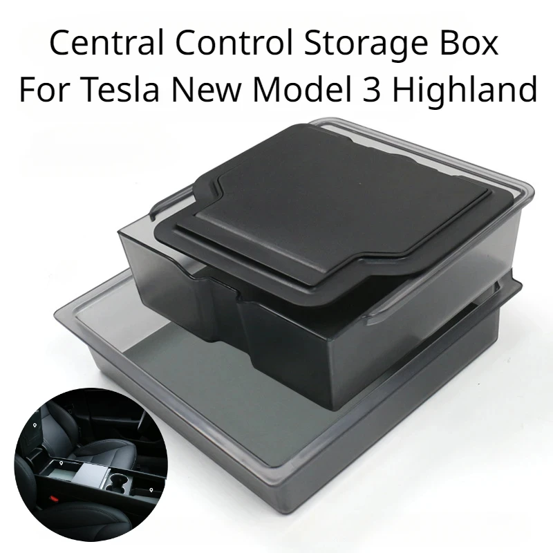 Central Control Storage Box for Tesla New Model 3 Highland 2024 Privacy Storage Box Armrest Box Storage Boxes Car Accessories