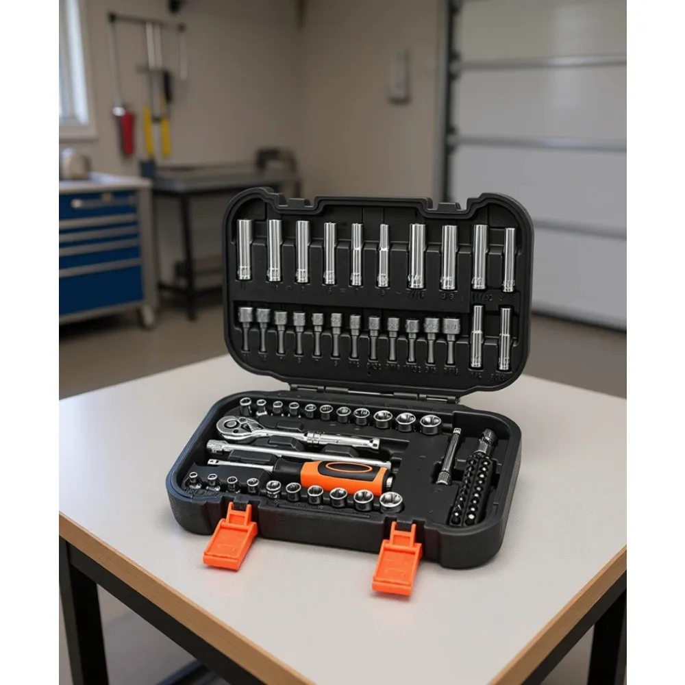 

Набор из 70 предметов: торцевые головки и трещотка 1/4 дюйма, SAE/метрические, глубокие и неглубокие, из стали CR-V, для авторемонта