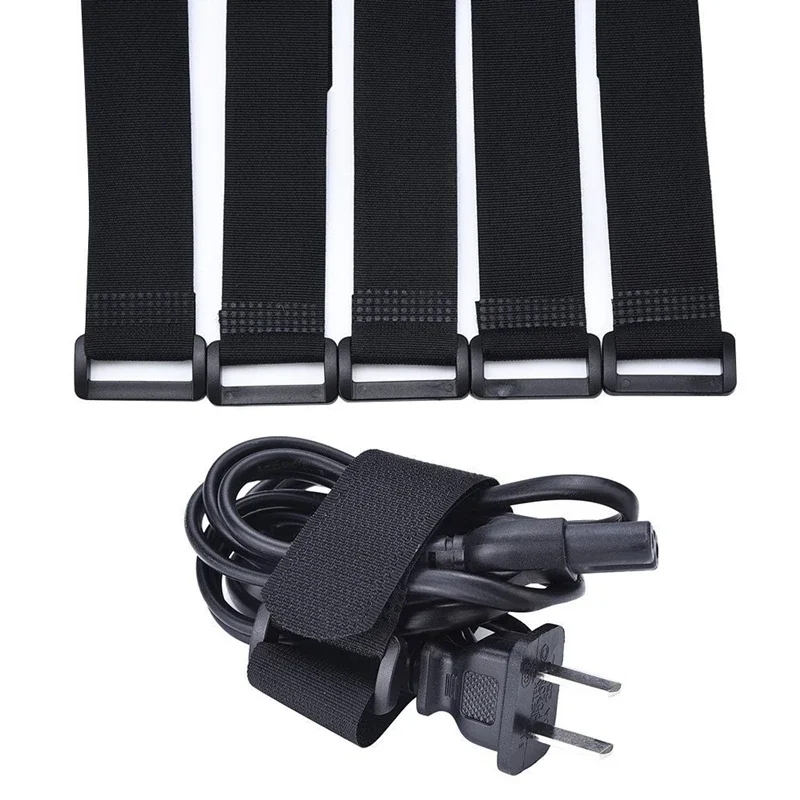 

10Pcs Self Adhesive Reusable Cable Tie Nylon Fastener Hook and Loop Strap Cord Ties PC TV Organizer 30cmx2cm