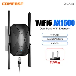 Wi-Fi 6 Range Extender AX1800 2G และ 5GHz Dual Band WIFI Repeater 4 * 2dBi เสาอากาศ Gigabit WiFi 6 ยาวระยะทางสัญญาณขยาย