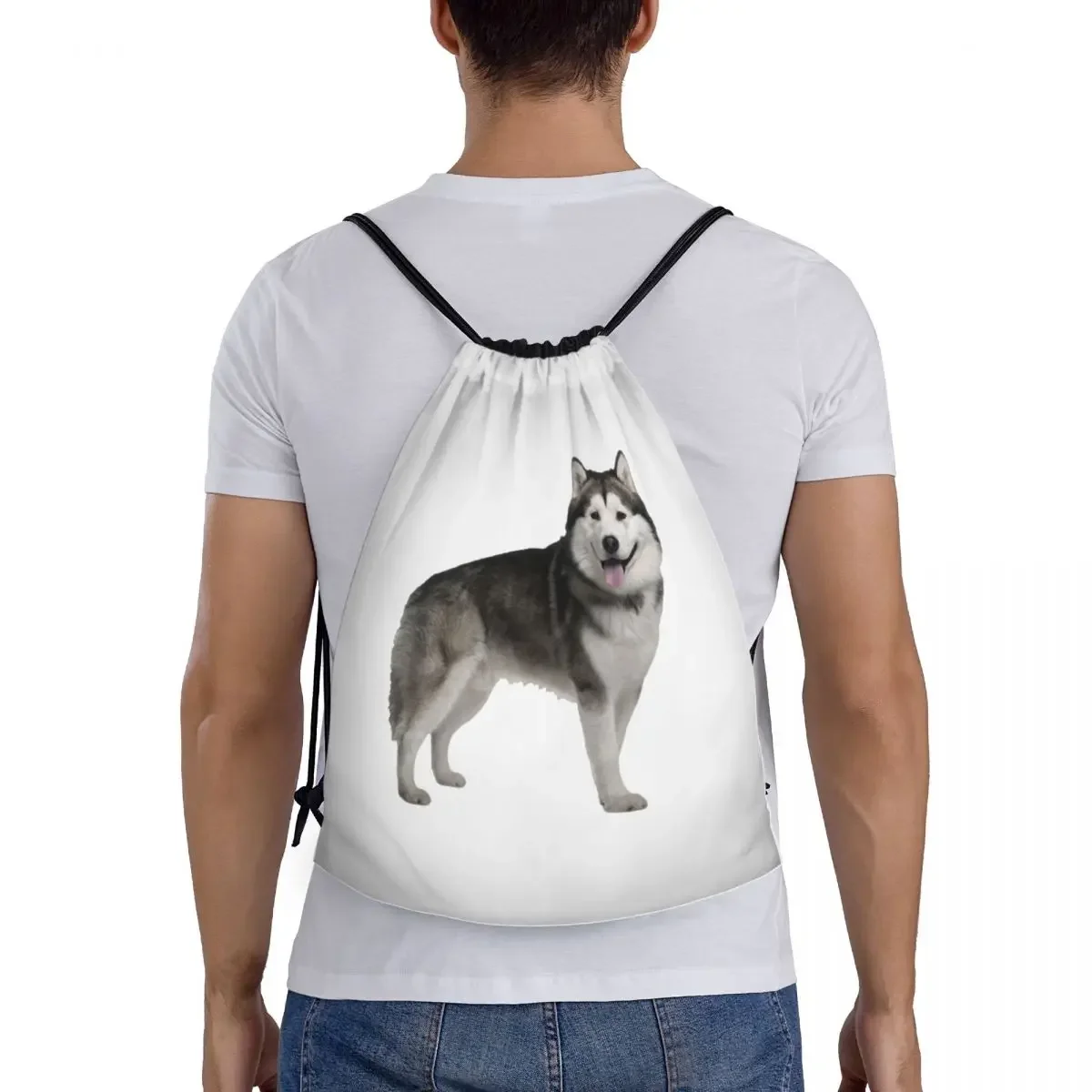 Siberian Husky Plecak ze sznurkiem Sportowa torba na siłownię dla mężczyzn Kobiety Alaskan Malamute Plecak treningowy dla psa