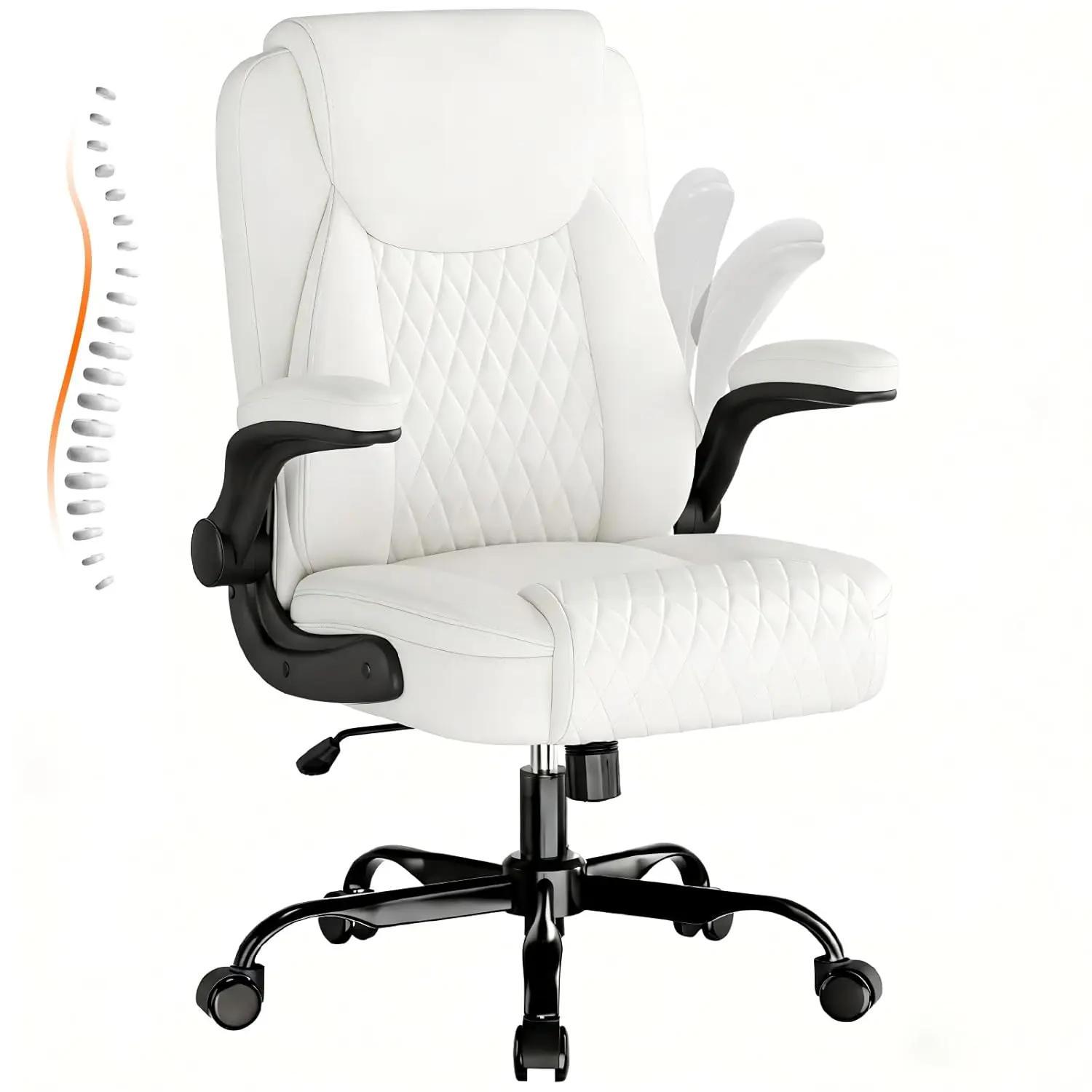 

Кожаное офисное кресло, домашнее кресло для рабочего стола с откидными подлокотниками и эргономичной спинкой - удобное, прочное кресло руководителя, на заказ