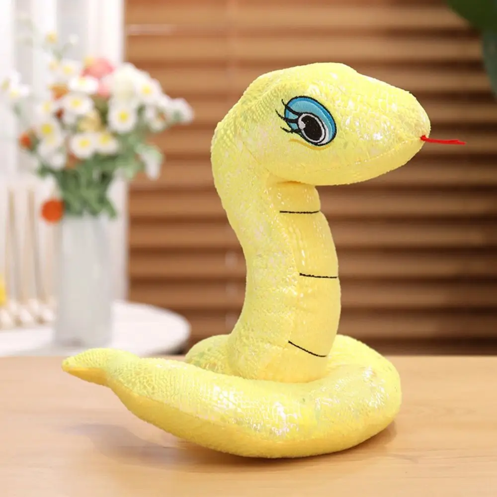 Décoration d'intérieur : Mascotte du Nouvel An chinois en tissu à sequins, serpent simulé, peluche douce et pailletée, pour le Nouvel An