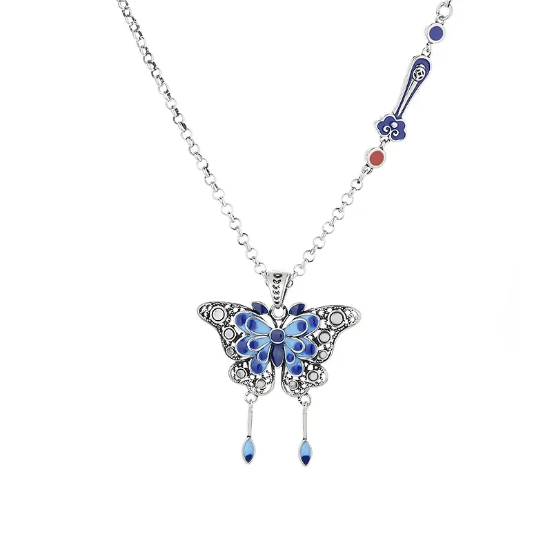 

Mood Necklaces Butterfly Pendant Temperature Control Color Change Stainless Steel Chain Jewellery Women