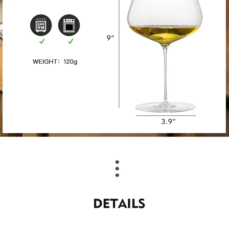 Ultradünne Burgunder-Weingläser, 2er-Set, 16,2 oz, handgeblasene Rotweingläser mit großer Schale für Pinot Noir, Burgunder und Weinverkostungen – Detail 12