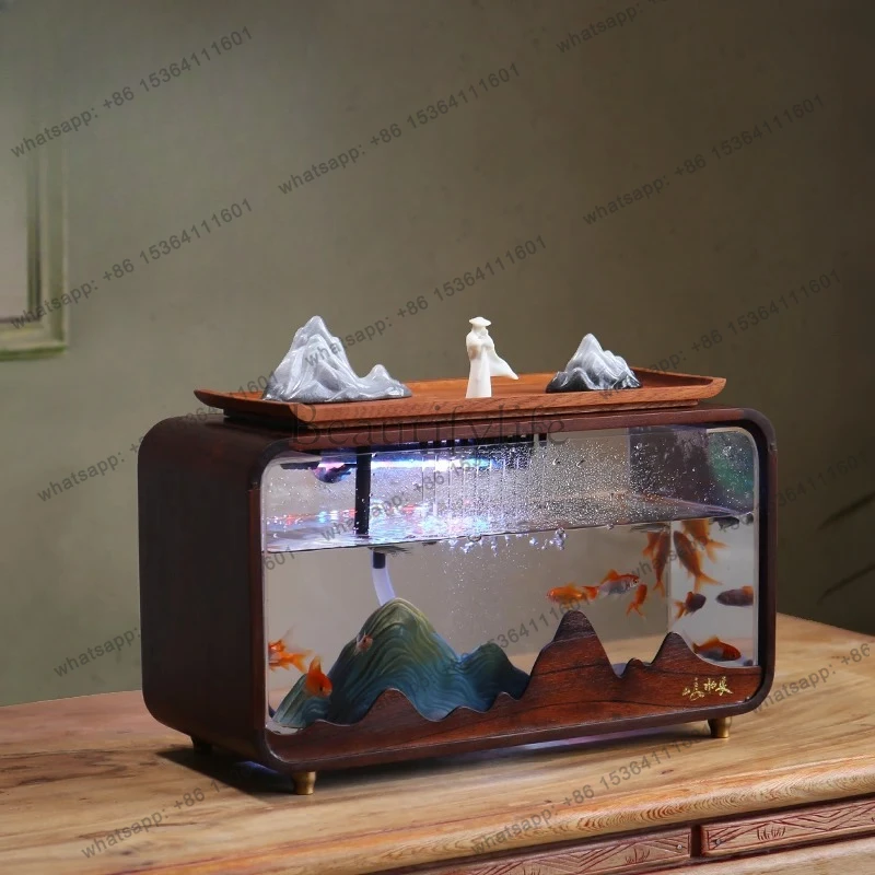 desktop fish tank flowing water ornament living room modern circulating water fish farming office making money rockery