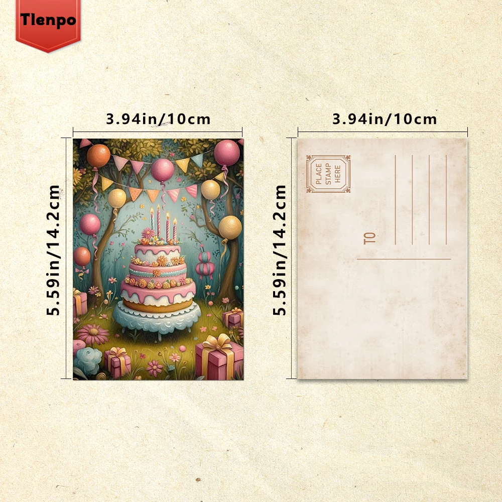32pcs, Birthday Series Postcards, Cartoon, Birthday/Anniversary Gifts, Collectibles, Suitable for Gift Giving, Can be Mailed.