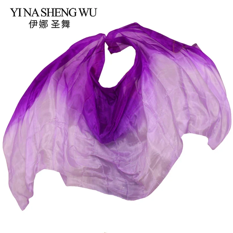 1pc Belly Dance Props Women Dance Natural Silk Veil 250/270*114cm Belly Dance Silk Veil Gradient Purple+Light purple Dance Props