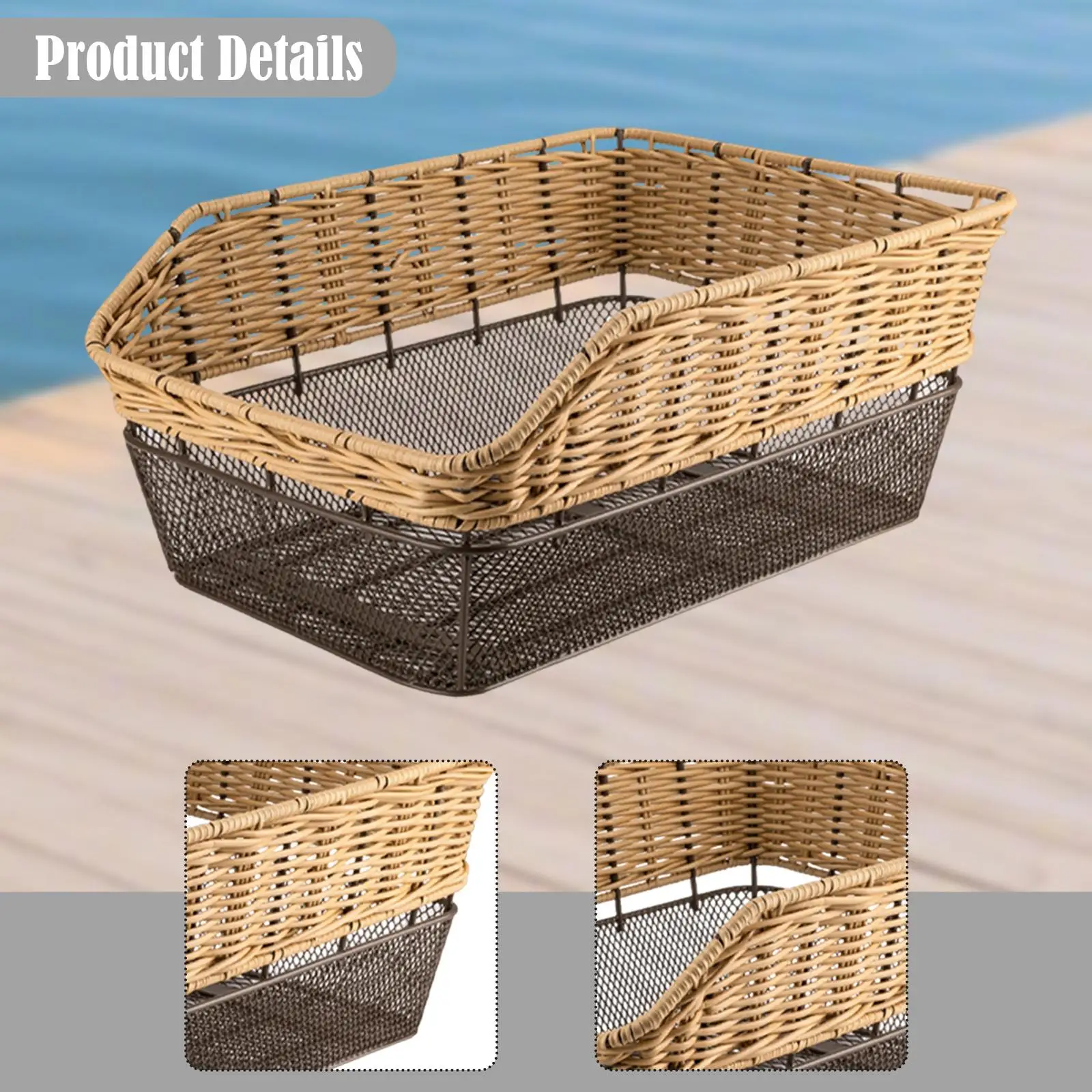Bicycle Basket with Elastic Net Tail Bag for Outdoor Picnic Kids Adults