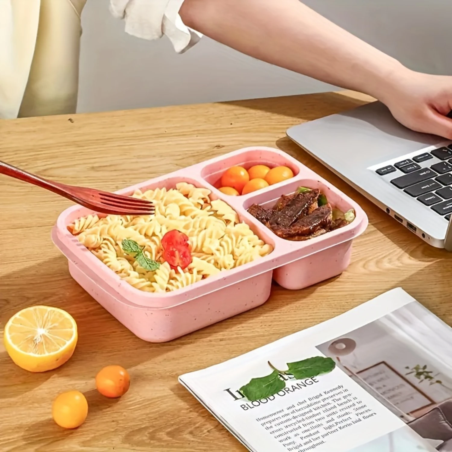 4-Pack Reusable Bento Snack Boxes with 3 Compartments - Plastic Square Lunch Containers with Lids for  & Adults - Meal Prep Food