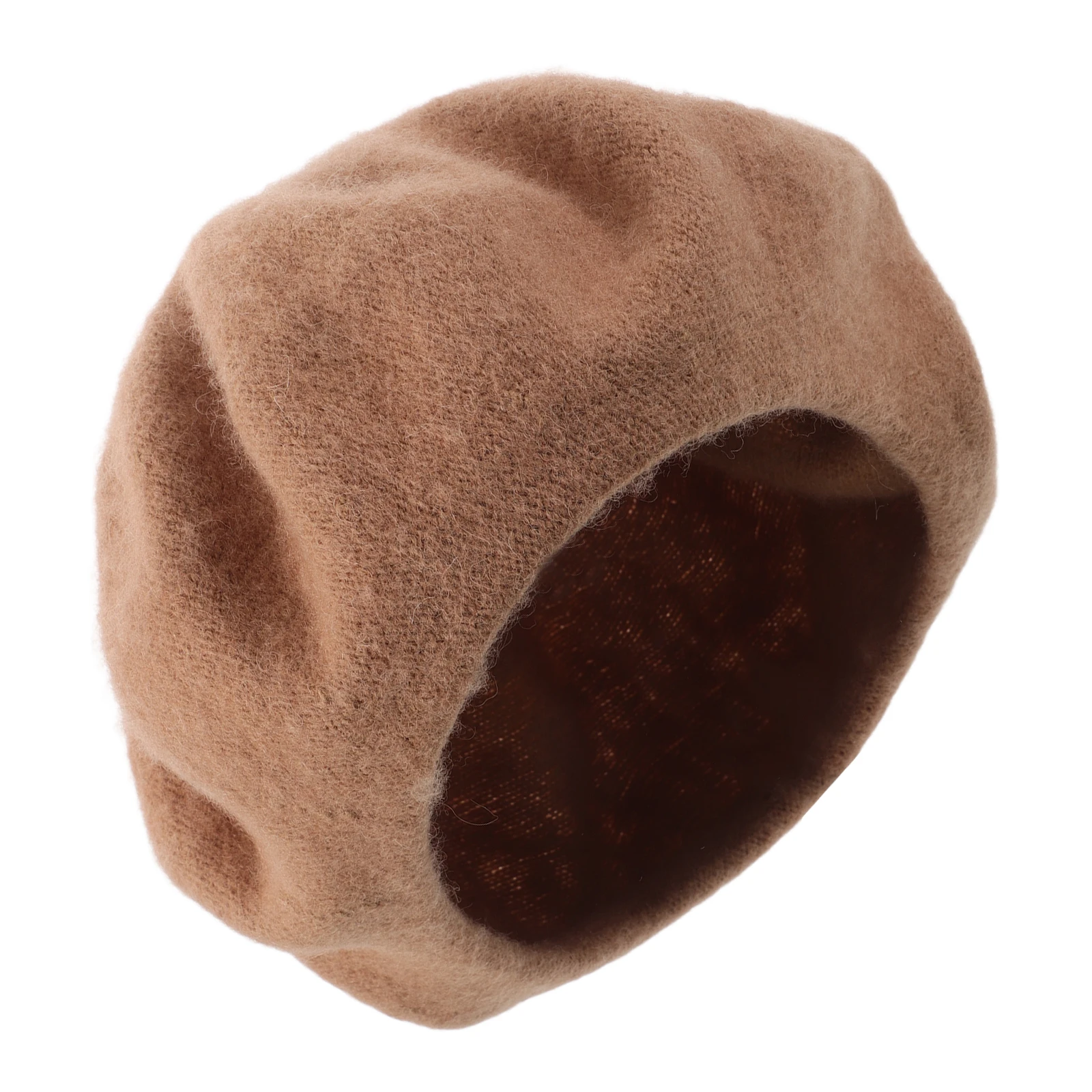 

French Hat For Women Elegant Wool Blend Warm Winter Cap Stylish Face-Flattering Design Classic Solid Color Khaki Adult Beret