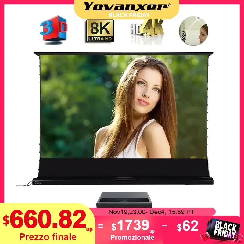 2025 حار 150 ماكس علامة التبويب الكهربائية التوتر الطابق ارتفاع ALR شاشة عرض الضوء المحيط رفض بمحركات لتلفزيون الليزر UST ثلاثية الأبعاد 8K