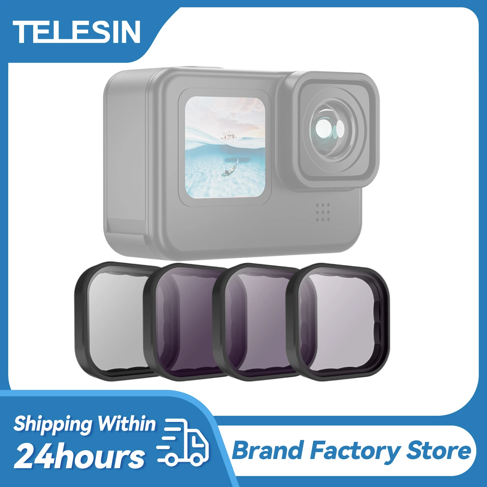 TELESIN ND8 ND16 ND32 CPL Lens Filter Set Aluminium Alloy Frame for GoPro 12 11 10 Hero 9 10 11 Black Action Camera ND CPL Lens