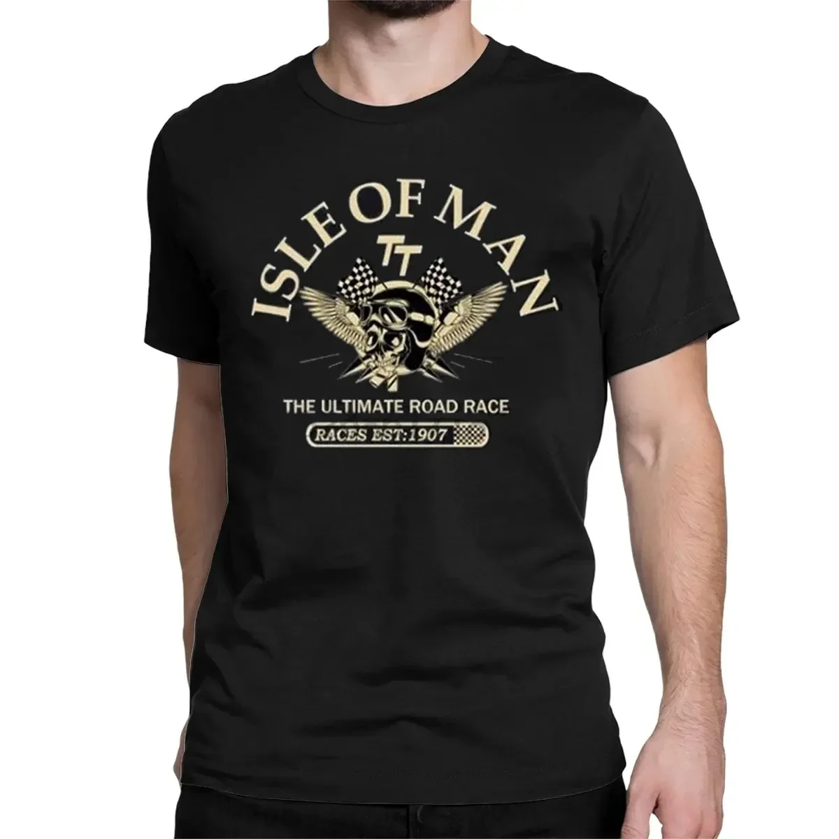 

2024 Isle of Man TT Races The Ultimate Road Race EST1907 Skull Helmet T-Shirt Cotton Tshirt Men Summer Fashion T-shirt Euro