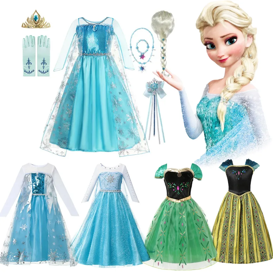 

Snow Queen Elsa Kids Costumes For Girls 2023 Carnival Party Prom Gown Robe-Playing Children Clothing Frozen Princess Dress