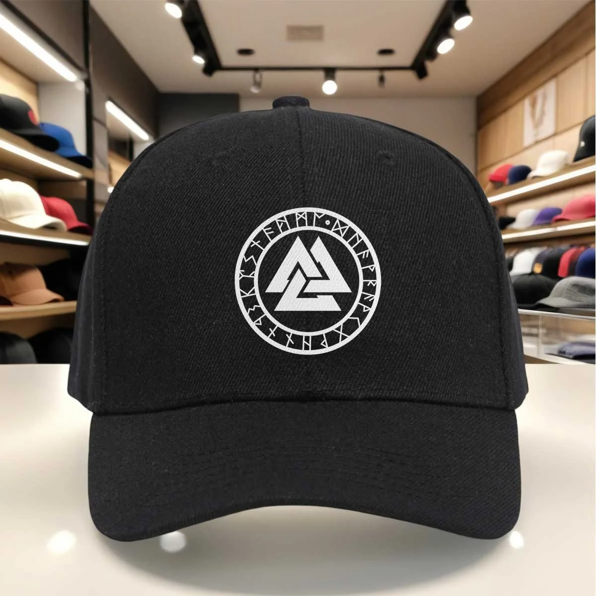 Viking Norse Style Valknut Symbol Baseball Cap - Adjustable Snapback Hat with Runic Circle Design for Outdoor Sports And Casual
