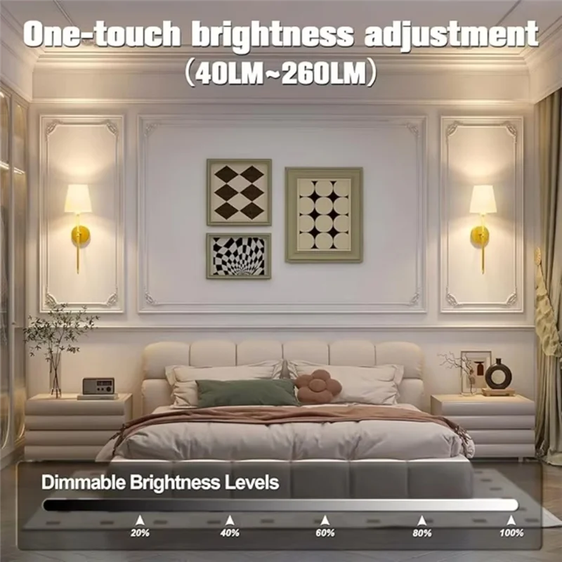 ABKS-Retro Wall Lamp LED Charge Remote Control Bulb Sconce For Bathroom Bedroom Fireplace Interior Waterproof Wall Lights