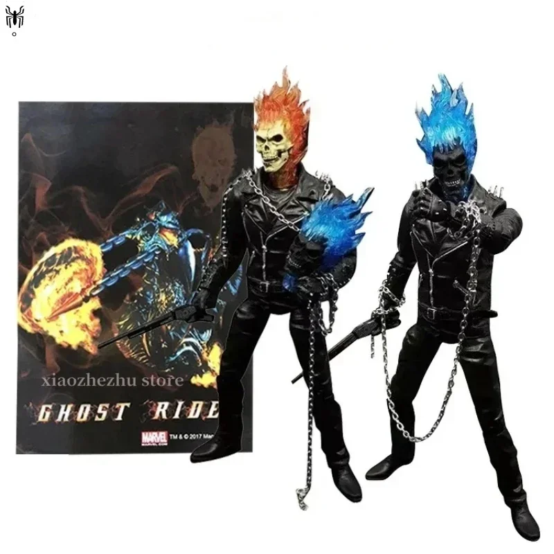 Marvel Ghost Rider 9 Inch Skull Flame Motorcycle Luminous Model Can Do Toy Man Boy Toy Alloy Motorcycle Joints Can Move