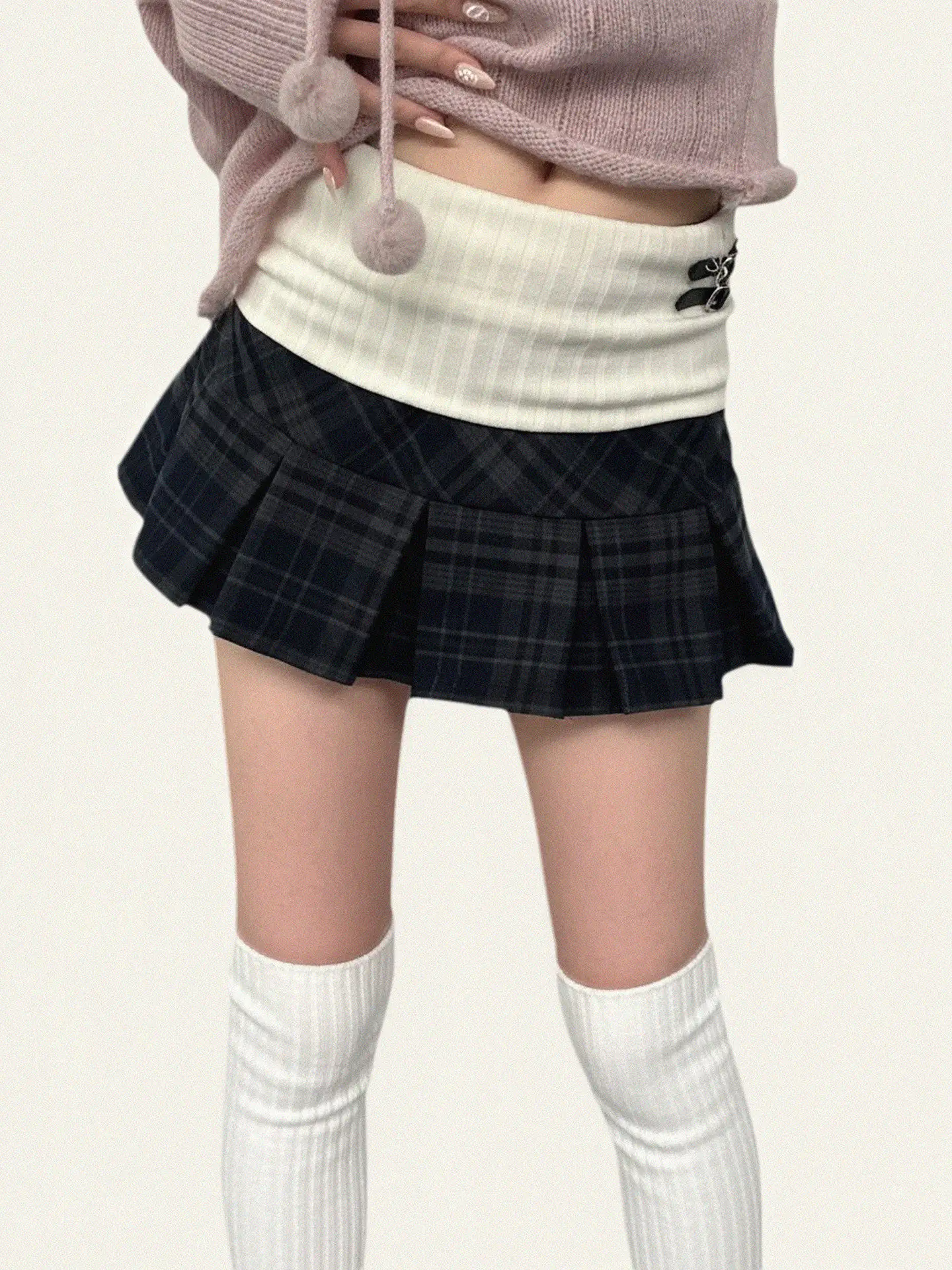 

Американская студенческая юбка-трапеция с контрастными клетчатыми вставками на пуговицах, плиссированная, приталенная, короткая, для девушек, в стиле Simple Girl Sensation