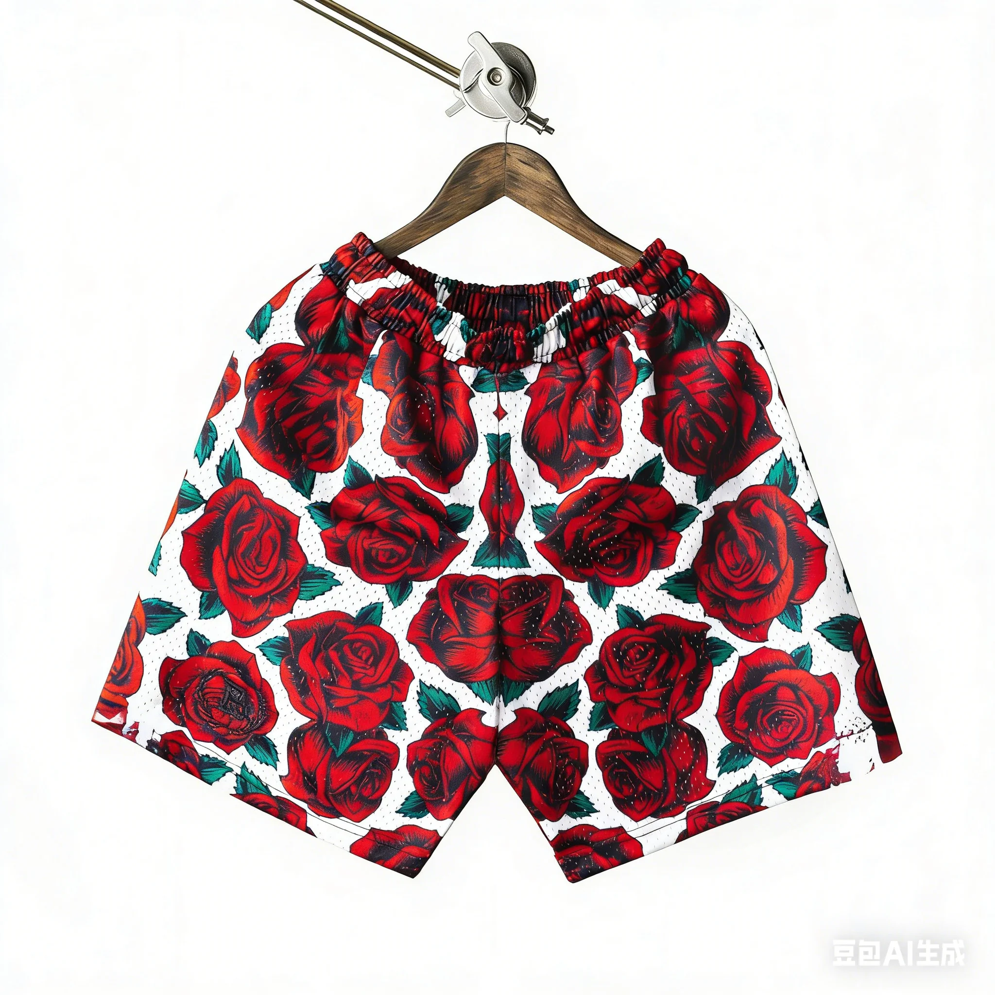 Adult and Children's Dark-style Rose Sports Shorts, Perfect for Summer Water Play and Commuting with Full Atmosphere!