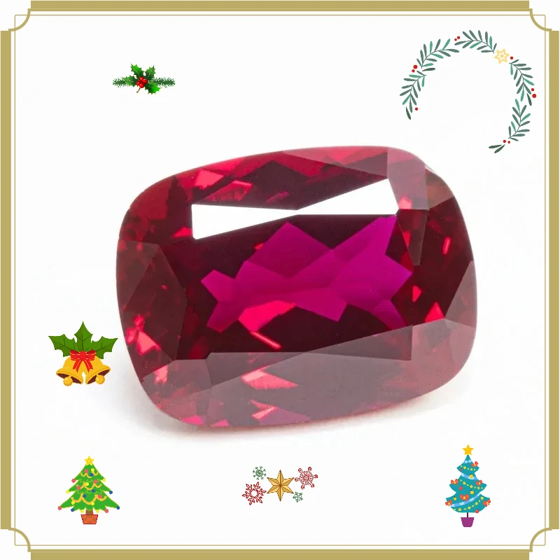 Lab Grown Ruby Rectangular Cushion Shape Pigeon Blood Red Color VVS1 For Charms DIY Jewelry Making