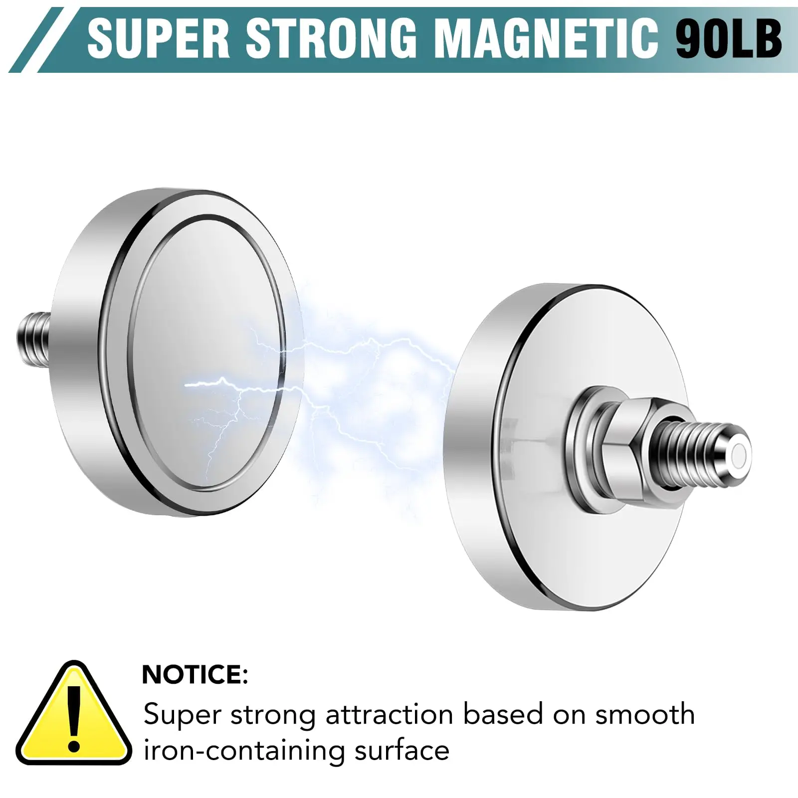 

Super Strong Neodymium Round Magnet with M6 Male Thread Nuts Bolts 90 lb Corrosion-Resistant Mounting Magnet for Lighting Camera