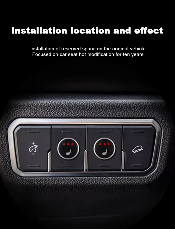 Neues eingebautes Autositzheizungs-Kit für 2 Sitze, 12V, 4 Stück universelle Heizmatten aus Legierungsdraht, 3 Stufen, Dual-Control-Heizschalter – Detail 7