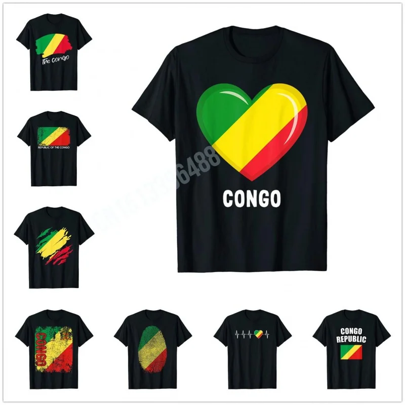 Men Women T Shirt More Design Republic of the Congo Congolese Flag T-Shirt Tops 100% Cotton  Tees