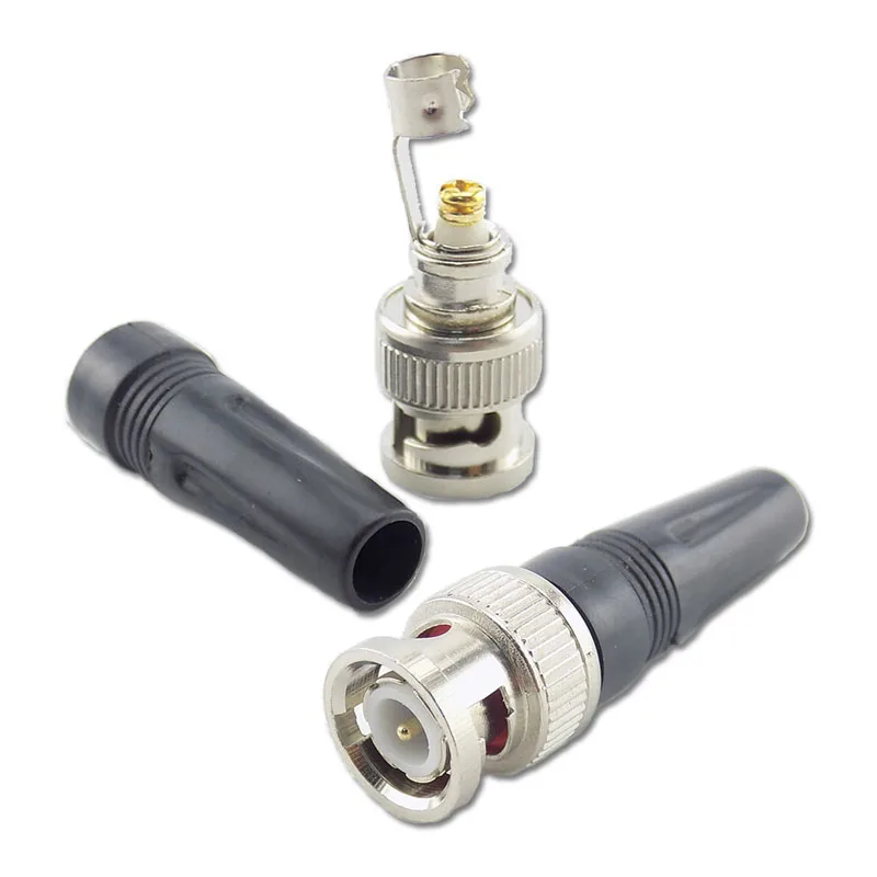 Conector BNC Adaptador de plugue macho, cabo coaxial Twist-on, RG59, CCTV, câmera, vídeo, ÁUDIO, 10pcs