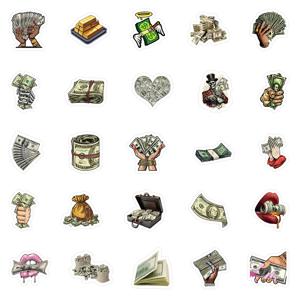 10/30/50pcs Funny Cartoon Money World Stickers Graffiti Waterproof Sticker for Laptop Luggage Skateboard Vinyl Decals Kids Gifts