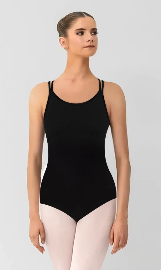 Dance Leotard for Women Camisole Ballet Wear,Double Straps with Mesh Back,Chest Padded