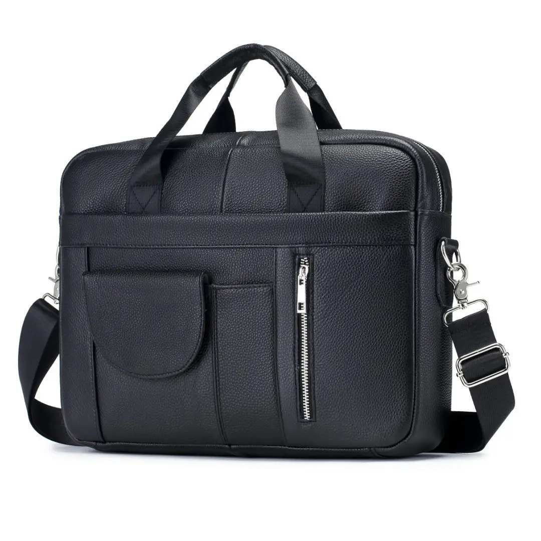 

100% Genuine leather Men's handbag briefcase 14 inch computer bag Soft Cowhide men Business trip shoulder crossbody bag