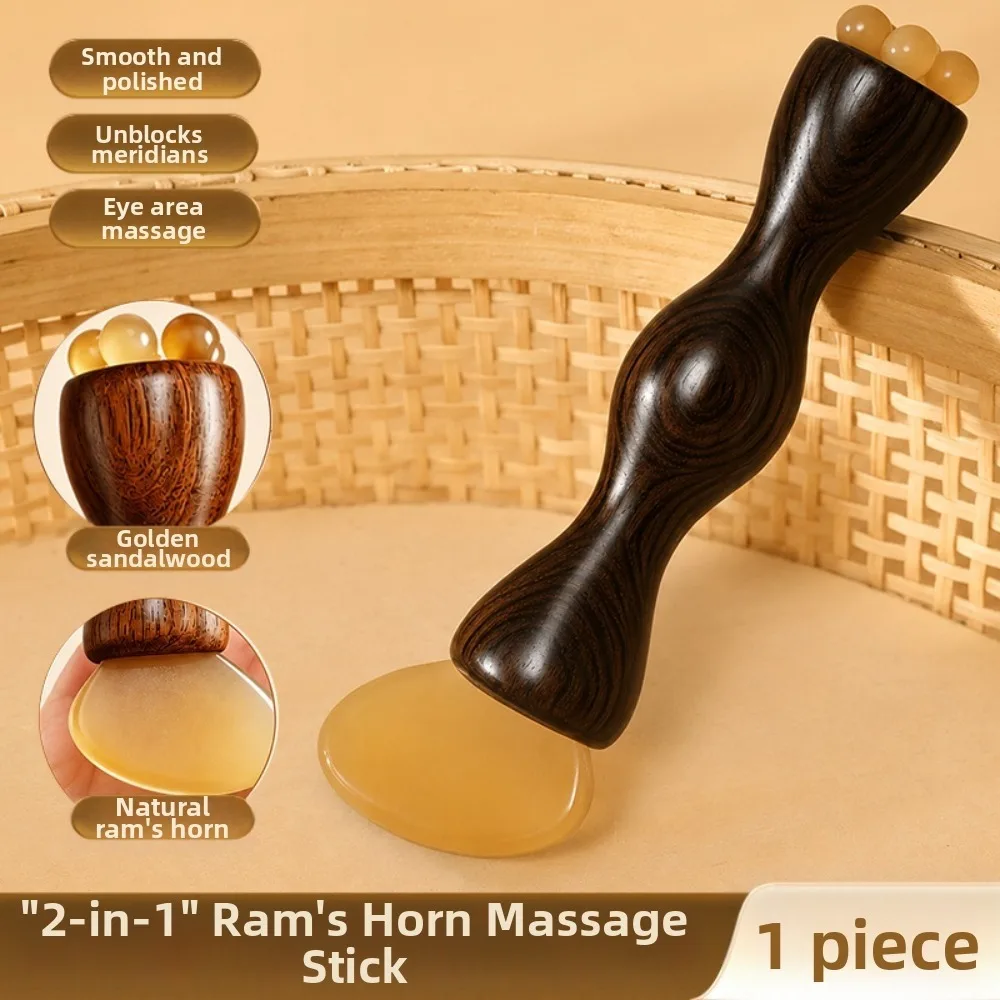 Lotus Flower Sandalwood Facial Massage Comb Double Ended Handheld Acupressure Massage Tool 2 In 1 Facial Massage Comb